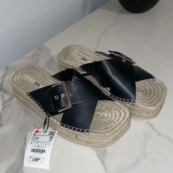 ZARA | Open Toe Sandal Platform espadrille | size 8 - Picture 3 of 9